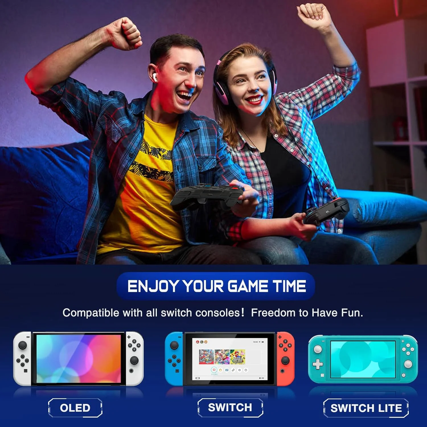 Wireless Gaming Controller with 6-Axis Gyros and Dual Vibration Joystick