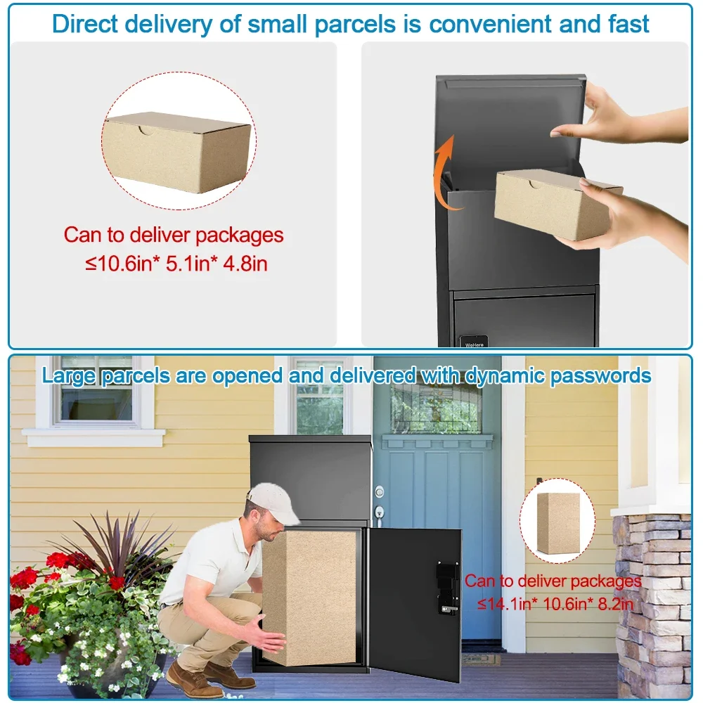 Outdoor Waterproof Drop Box Anti Theft Wall Mount Detachable Metal Parcel Box Bluetooth Smart Lock Mailbox Courier Cabinet