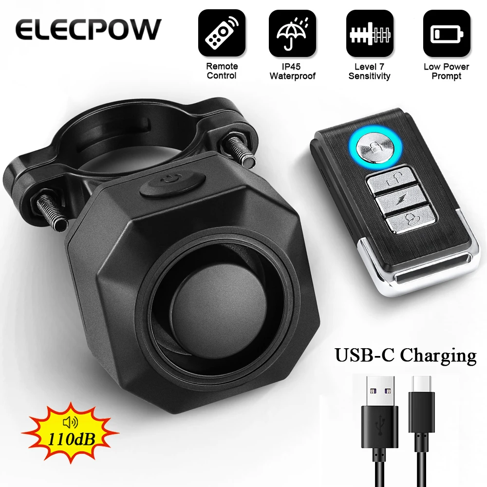 Elecpow Wireless Waterproof Bike Vibration Alarm Usb Charging Remote