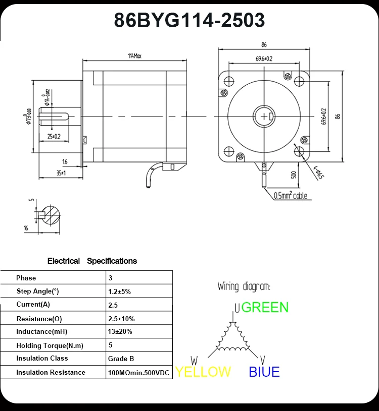 Nema34 Dreiphasen-Hochspannungsmotortreiber-Set, 220 V, Wellendurchmesser 14 mm, hohes Drehmoment, 4/5/6/9 Nm + Treiber 3M2254/DM3522/HB3522 – Detail 8