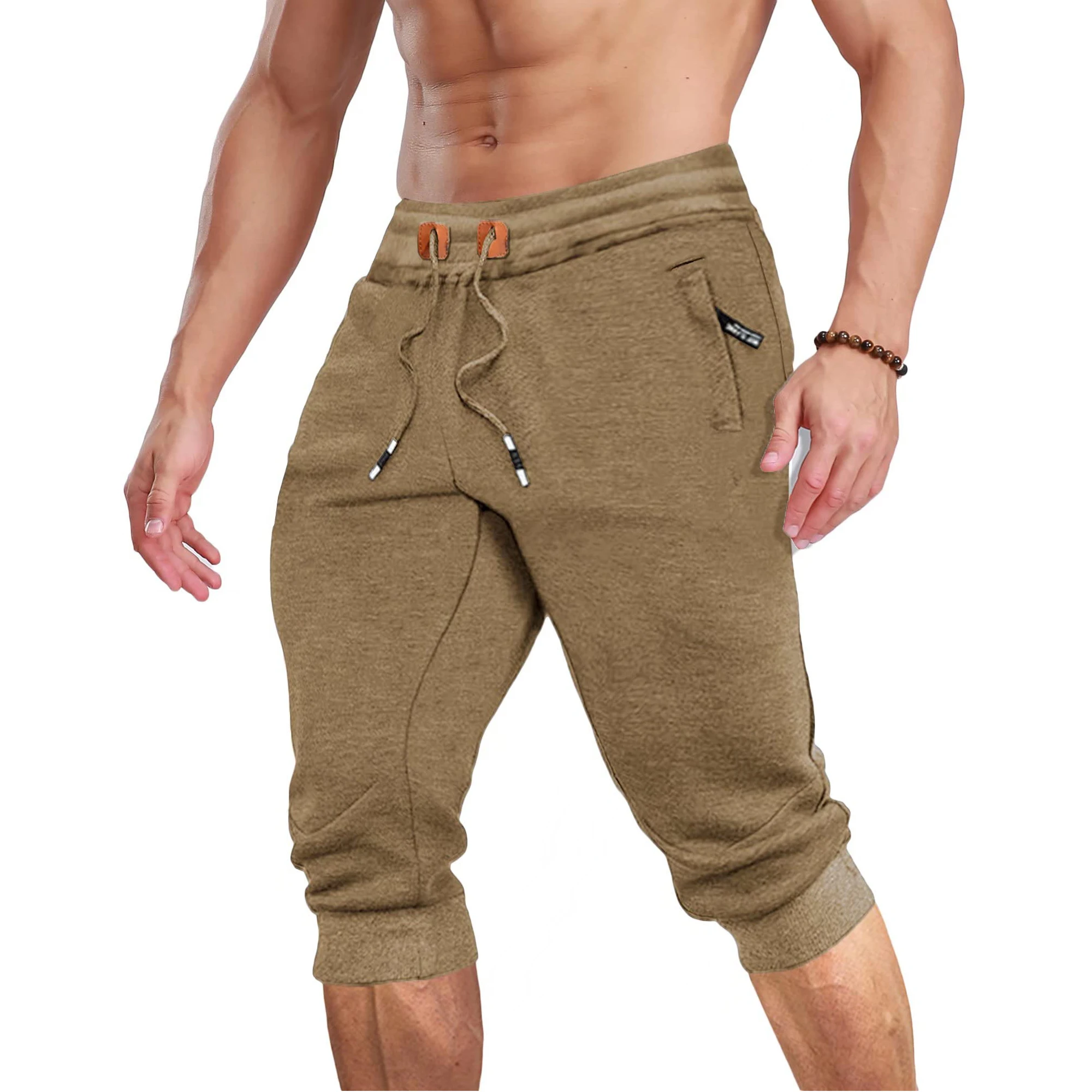 MAGCOMSEN Men's Summer Joggers Below Knee Sweatpants Training Fitness Gyms Pants Zip Pocket Drawstring Elastic Waist Track Pants sport jogging trousers fleece sweatpants