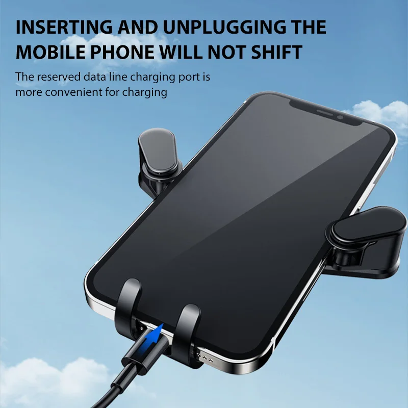 360° Rotatable Car Phone Holder Gravity Lock Phone Mount Flexible Length Adjustment Universal Auto Air Vent Stand for 4-7 Inches