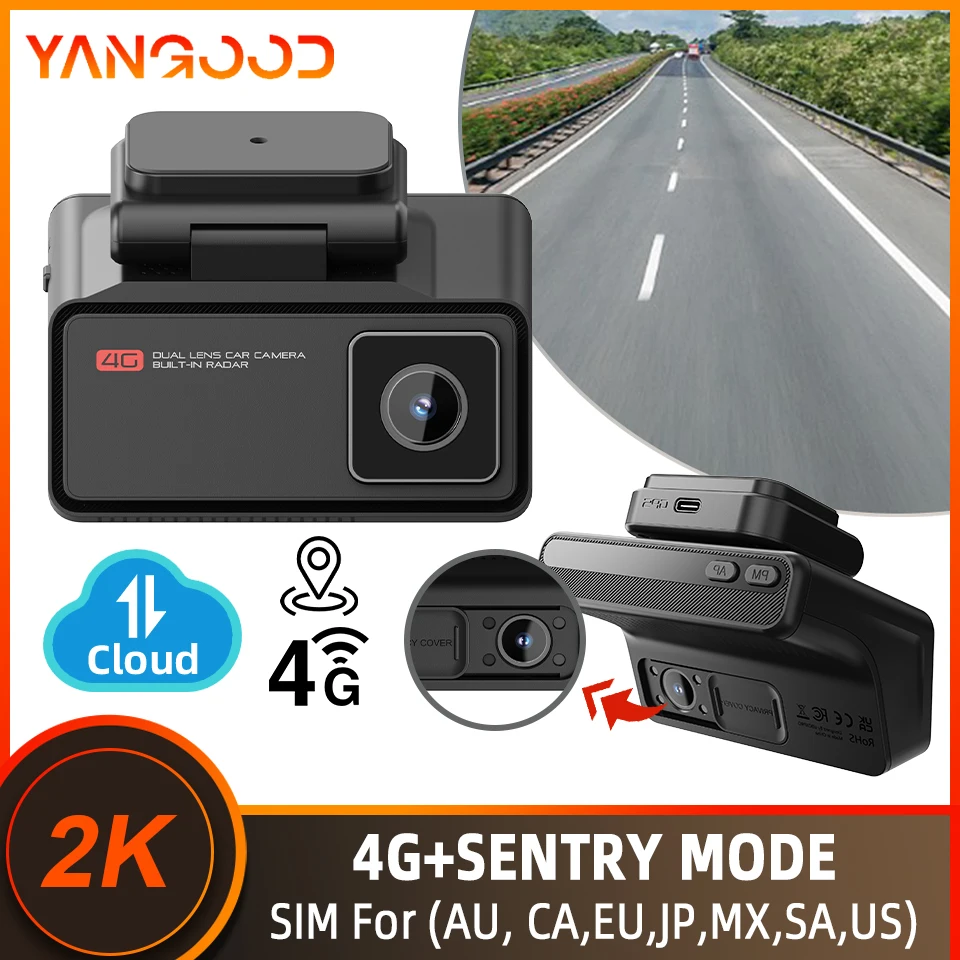 4G LTE 블랙박스 전방 및 실내 듀얼 렌즈 양방향 통화 GPS 원격 라이브 뷰 24시간 주차 모니터링 IR 야간 투시경 차량용 DVR 보안 카메라