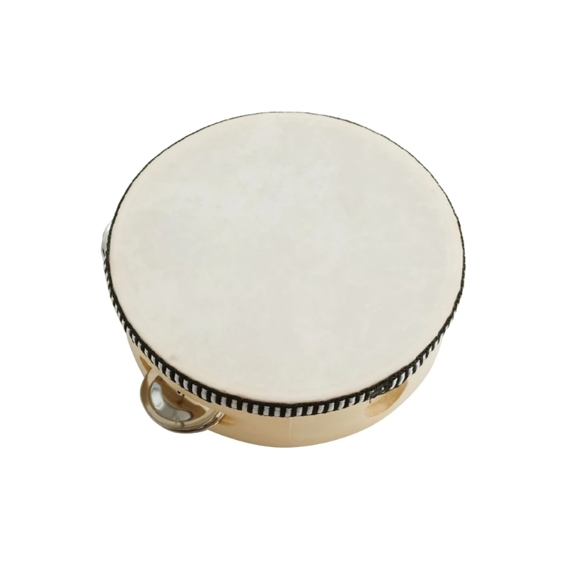 1Pcs Tambourines Musical Instrument for Adults Wooden Hand Held Drum Bells Tamborine with Birch Metal Jingles Percussion