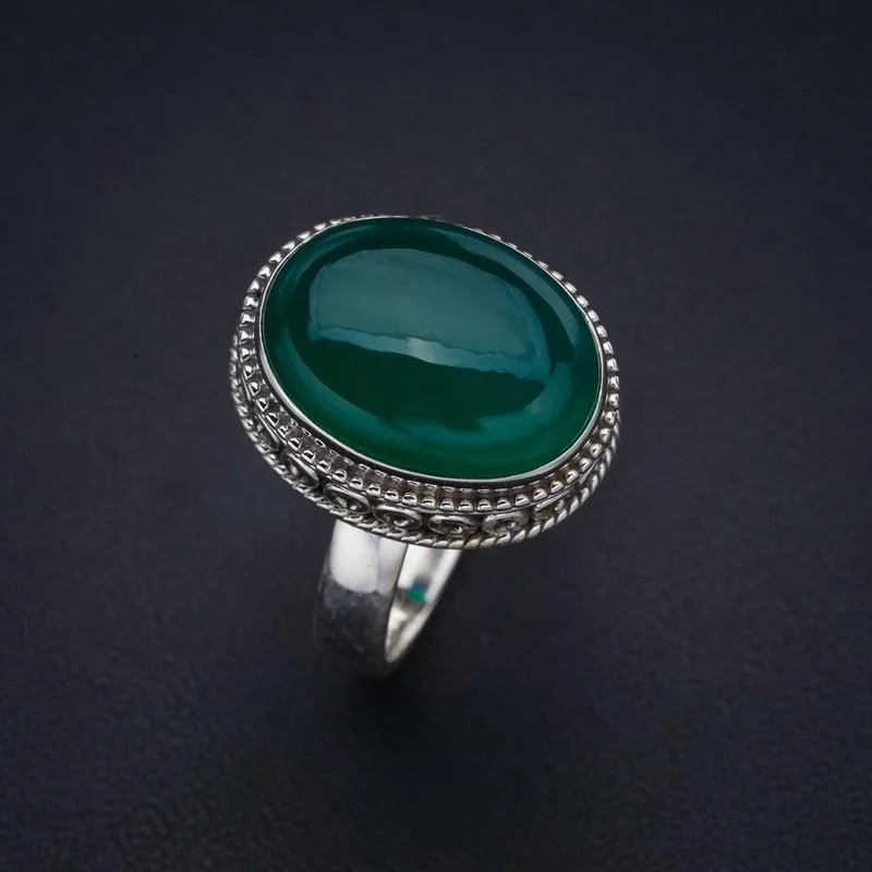 

StarGems Chrysoprase Handmade 925 Sterling Silver Ring 8 F1951