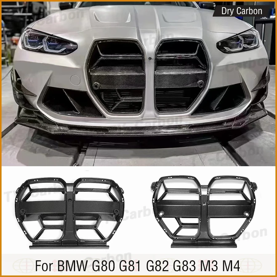 Dry Carbon Fiber Car Front Bumper Grilles CSL Style Hood Racing Grille ACC Vent Trim for BMW G80 G81 M3 G82 G83 M4
