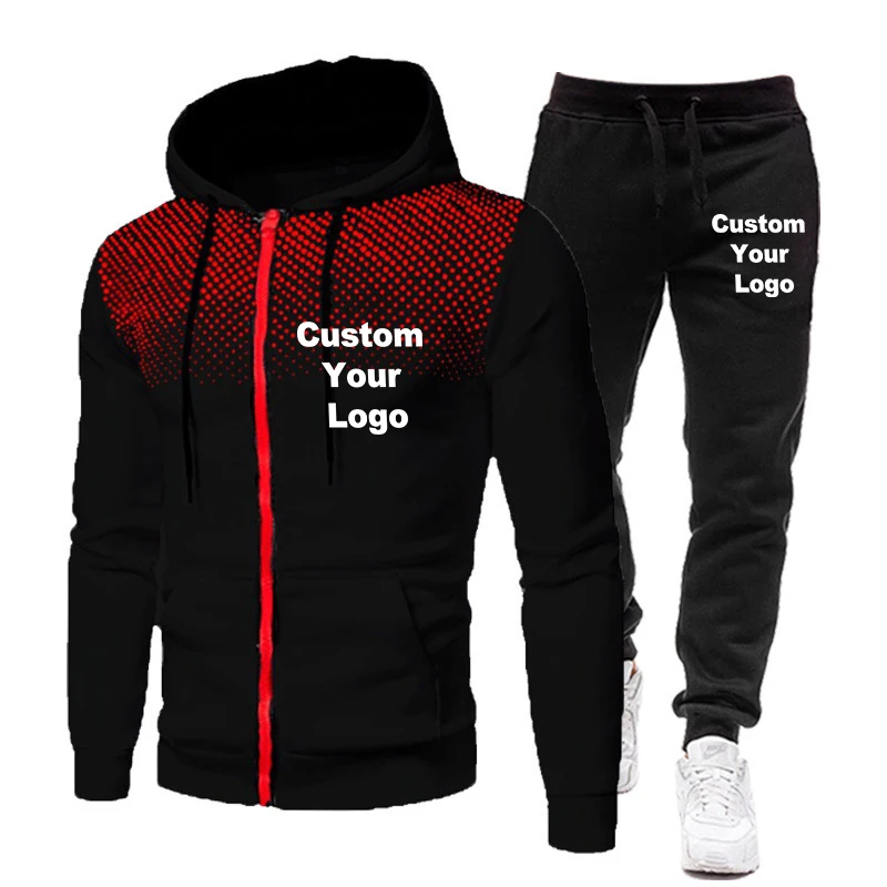 Custom Logo Men's Sweat Suit Set Tracksuit Men Outfit Full Sleeve Tops with Hood Outdoor Sport Wear Men's Hooded Suit