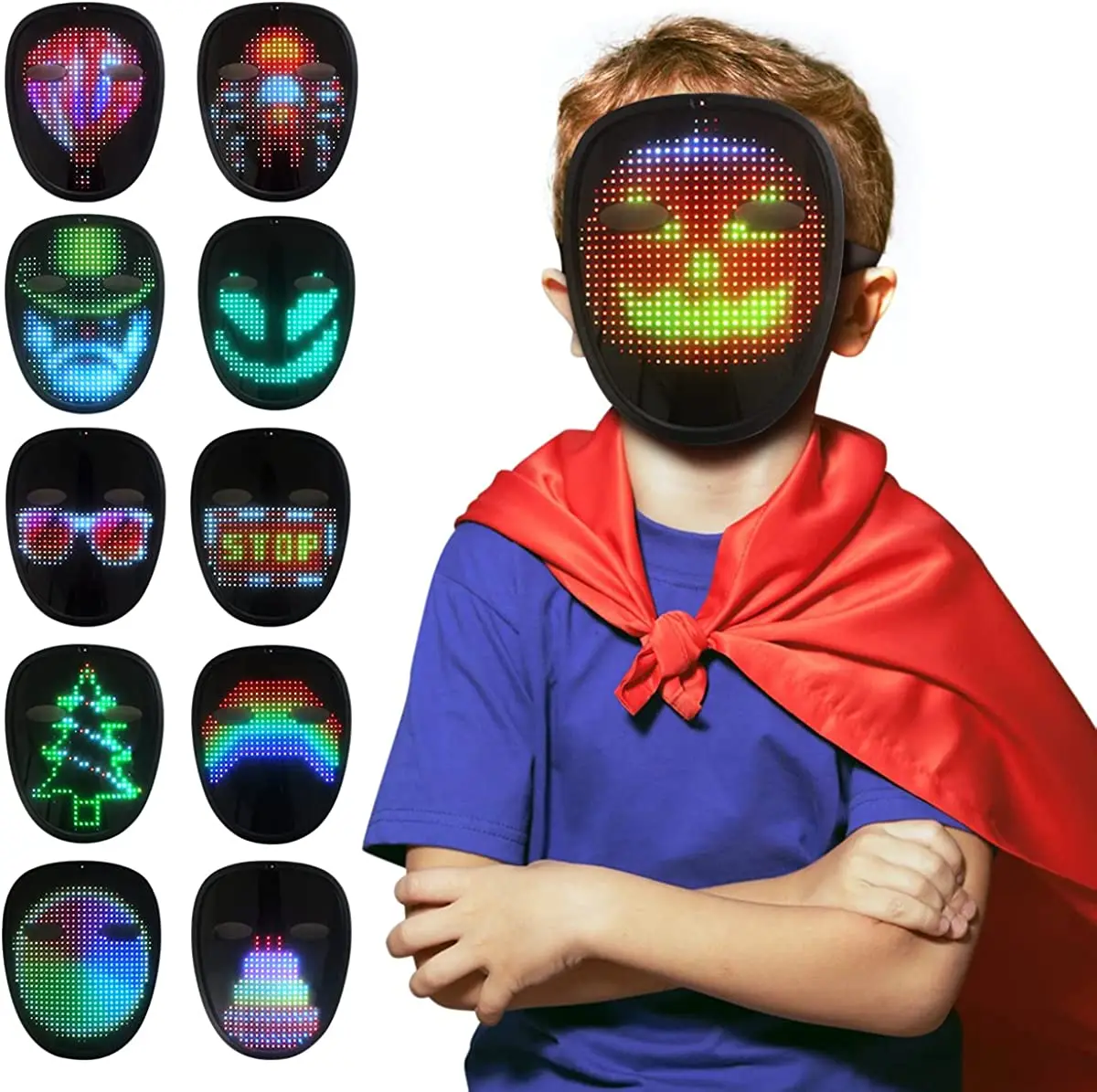 masque led transformant le visage pour contrôle des lueur de masque lumineux le plus cool pour fête mascarade tim