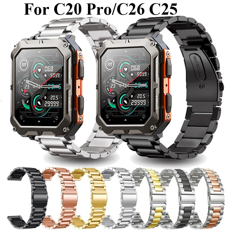 Stainless Steel Smartwatch Bracelet - 22mm Metal Wristband Accessory
