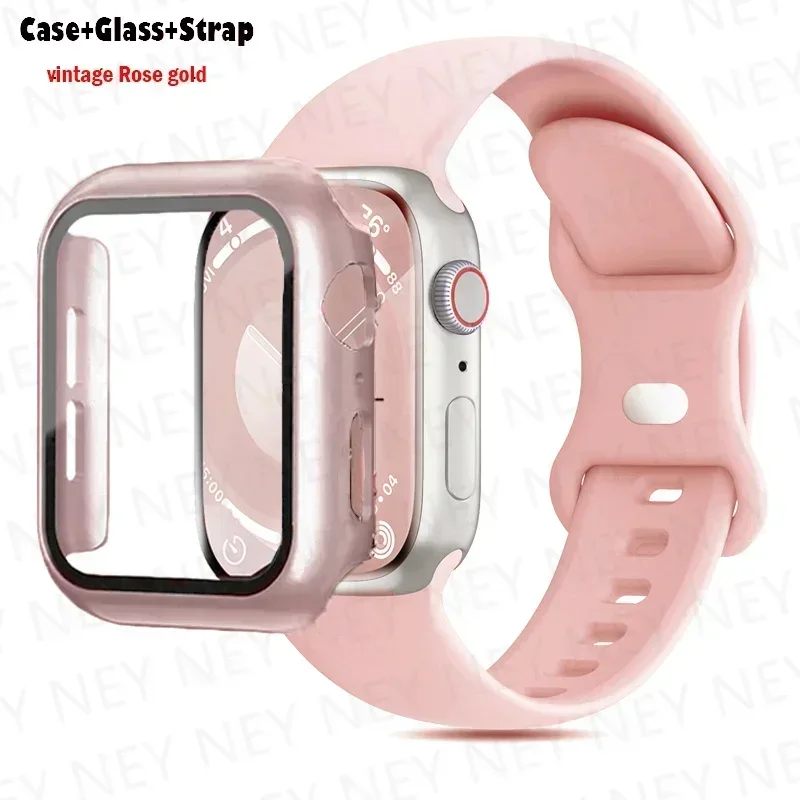 Stylish Silicone Bracelet for Apple Watch - Glass Case with Watchbands