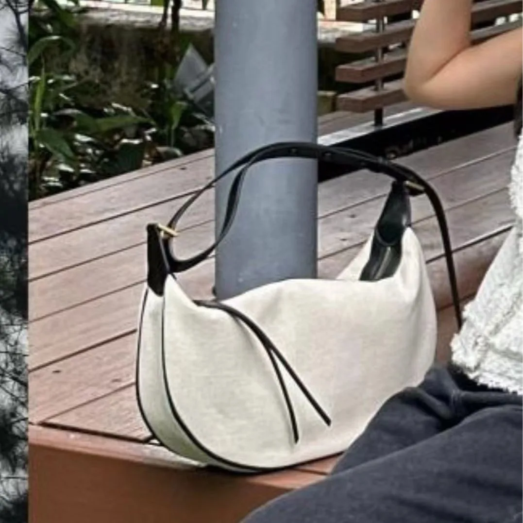 Summer Women's Crossbody Large Capacity Dumpling Bag 2024 New Canvas Bag Premium Commuting Shoulder Bag School Teacher Gift