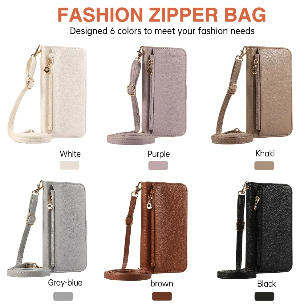 Sleek Leather Crossbody Wallet with Card Holder & Phone Case