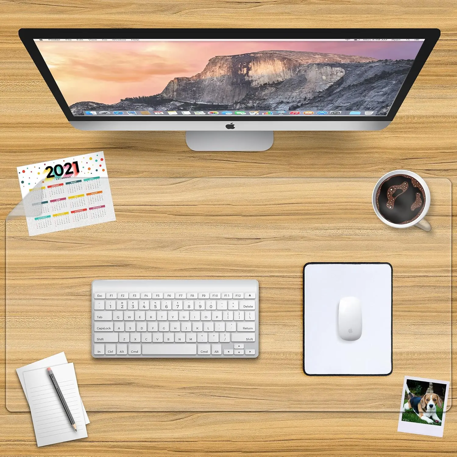 Clear Desk Mat for Keyboard and Mouse, Large Mouse Pad , Desk Protector Mat with Round Edge for Office and Home Desktop 5