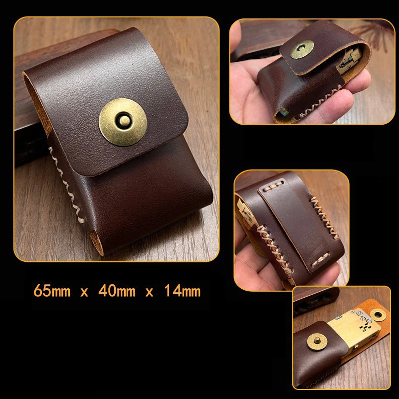 Description Picture 3 of itemReal Retro Leather Fuel Lighter Leather Covering Case For ZORRO ZIPPO Magnet Suction Handmade Men 's Classic