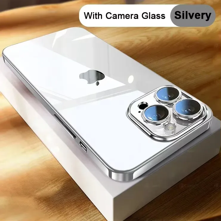 High Quality Plating Clear Phone Case with Full Lens Protection - Soft TPU Shockproof Back Cover