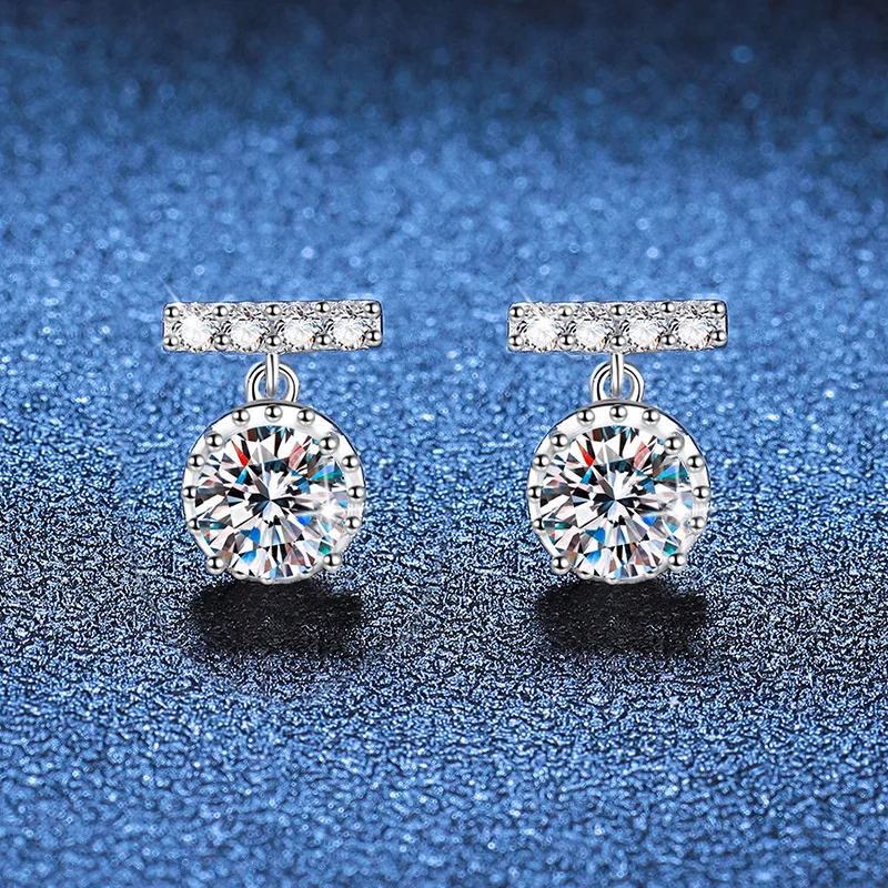 

Original S925 sterling silver stud earrings for women small tassel round bag Mosan Diamond Stud earrings D color 1 carat Mosan s