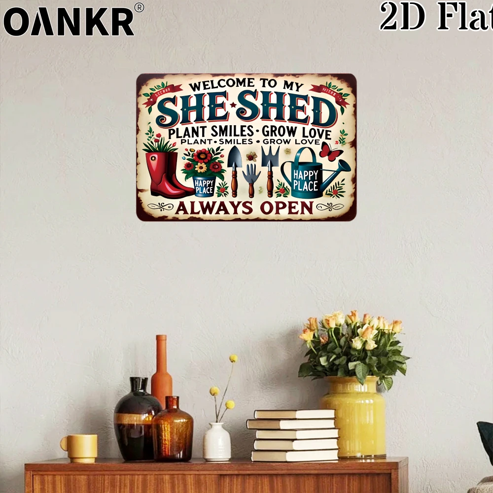 Vintage Metal Tin Sign - Welcome to My She Shed Art for Home and Garden Decor