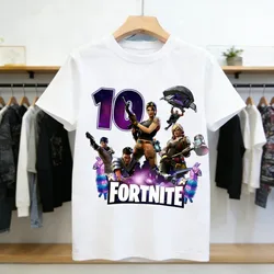 Children's Birthday Number T - Shirt - Summer Cotton Tee for Kids - Short Sleeve Party Top - Toddler Gift (White - 10)