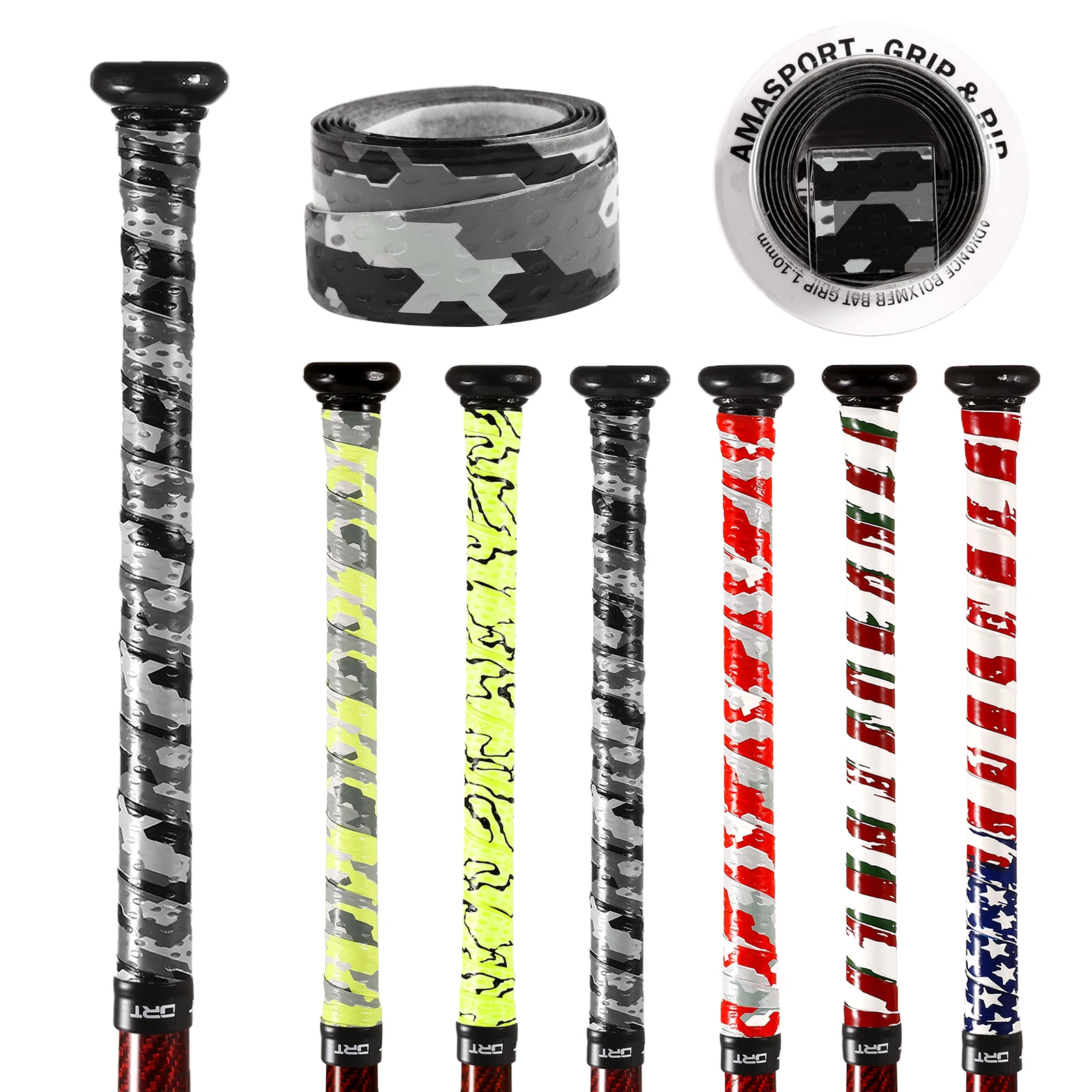 AMASPORT Baseball Bat Grip 1.1mm New Arrivals Debossed Pattern Softball Bat Grip Tape for Base Ball Accessories