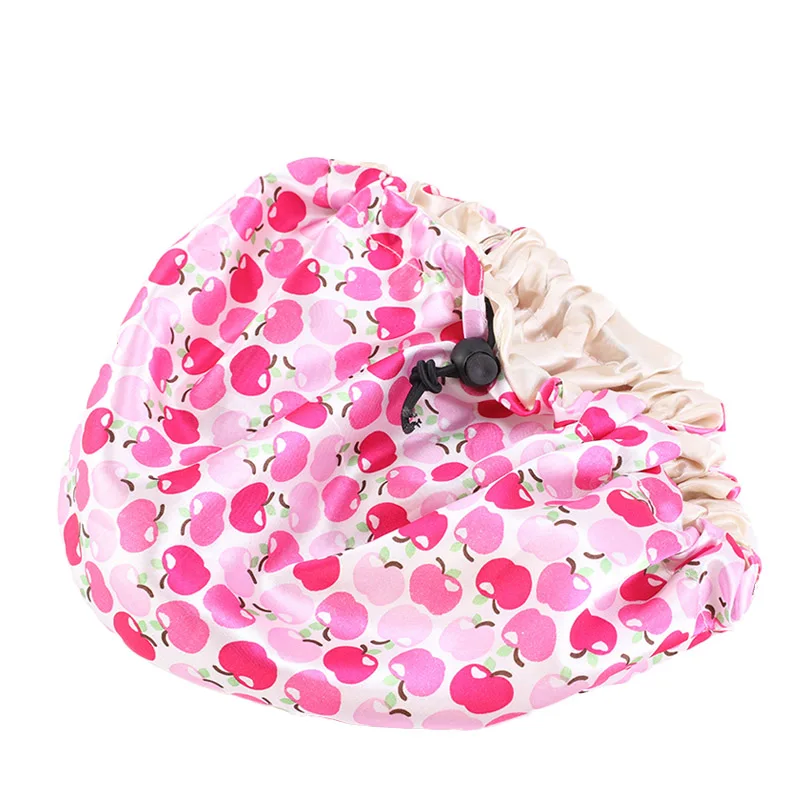 Kinder Satin Gedruckt Motorhaube Nacht Schlaf Kappen Einstellbare Doppel Schicht Schlaf Hut Duschen Kappen Für Kinder Kleinkind Kinder Baby – Detail 6