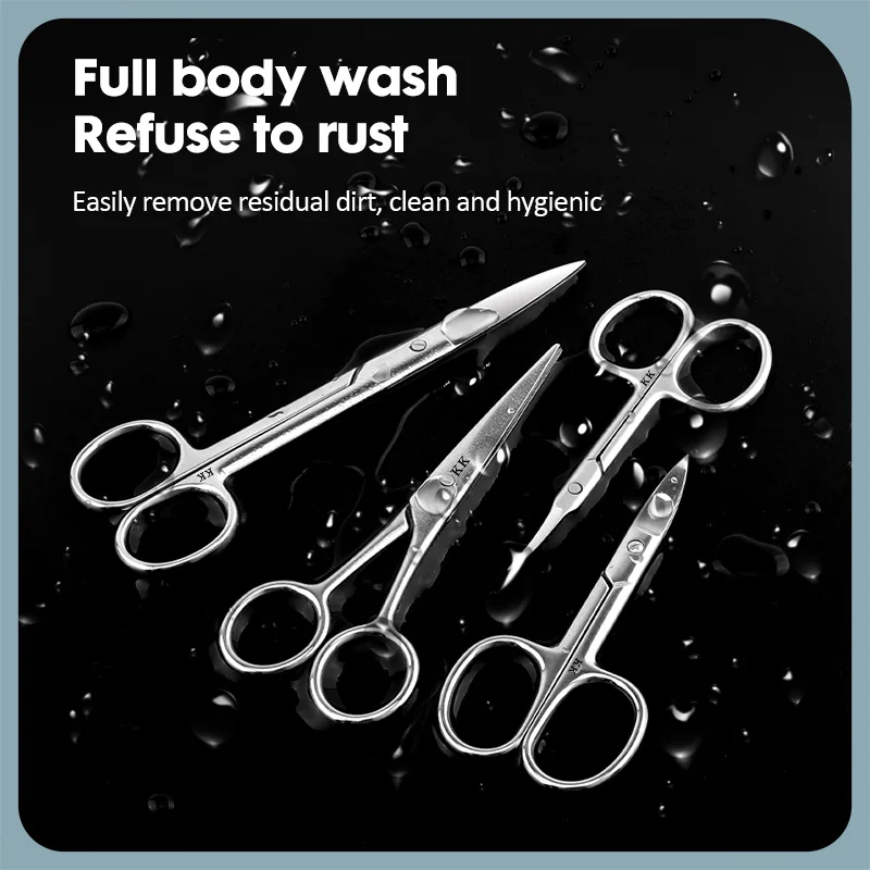 KK Eyebrow Scissors 2 in 1 Curved Blade Stainless Steel Makeup Professional Precision Beard Trimmer  Eyelash Hair Removal Tools 6