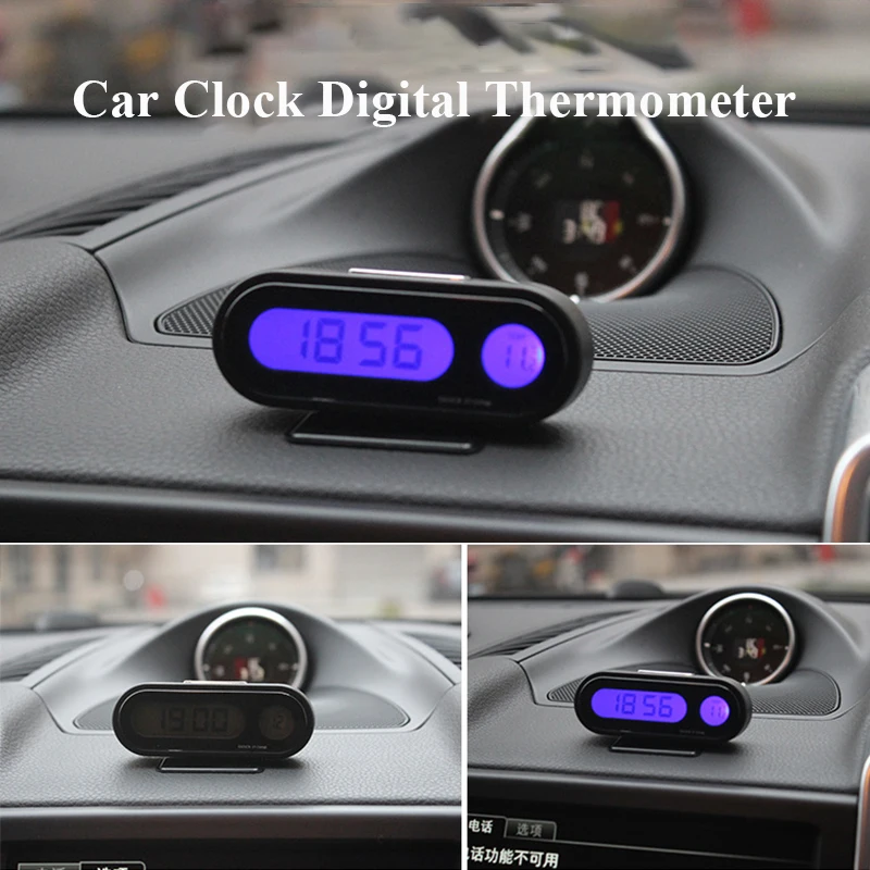 Auto Uhr Digital Thermometer Zeit Uhr 2 In 1 Auto Uhren Luminous  Lcd-hintergrundbeleuchtung Digital Display Auto Styling Zubehör - AliExpress