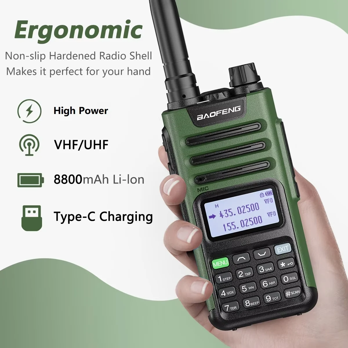 Baofeng M-13 Pro V2 Air Walkie-Talkie mit großer Reichweite, drahtloser Frequenzkopie, Mehrband-NOAA-Typ-C-AM-Zweiwegradio_voghion.com