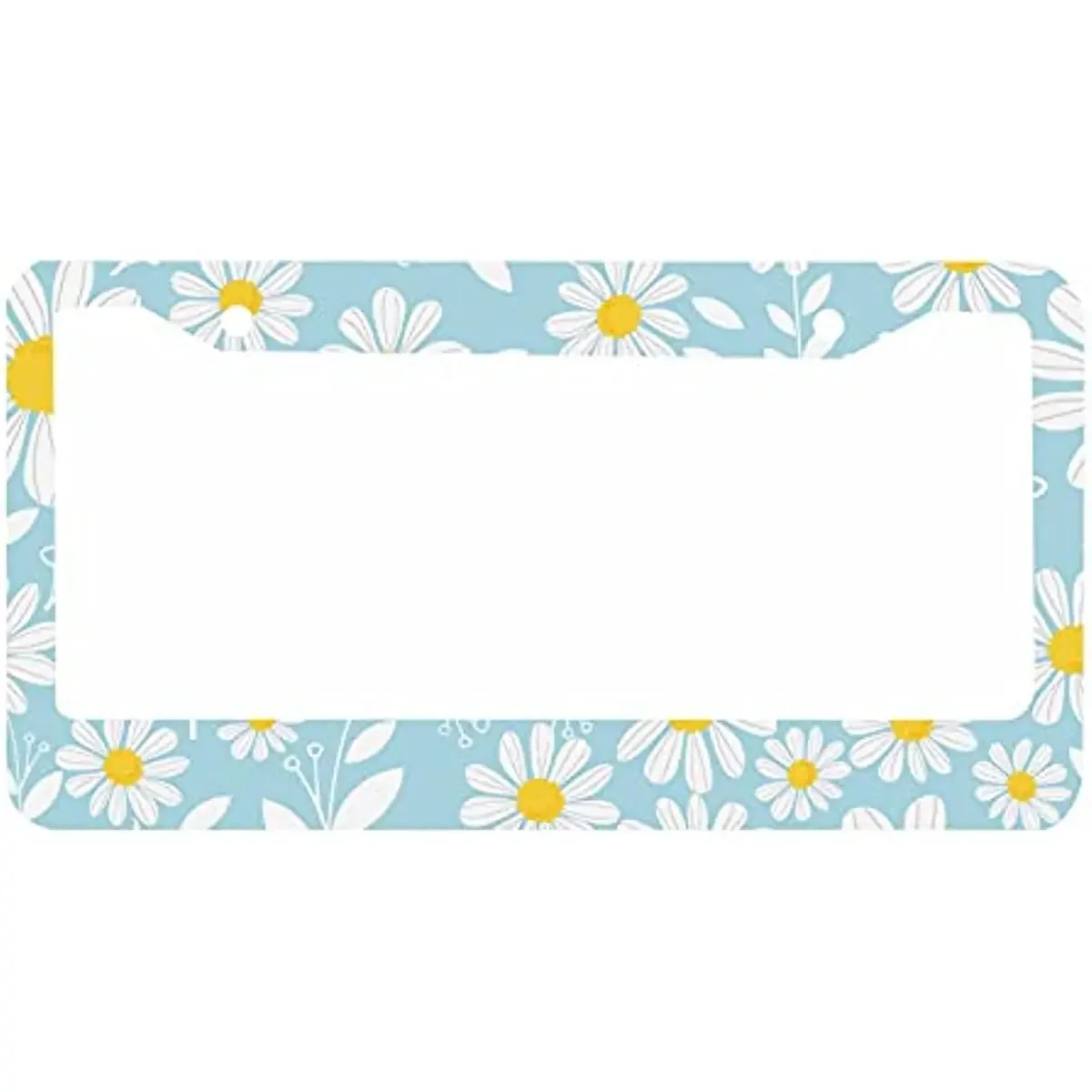 

License Plate Frame Retro Flower Daisy Pattern Car Tag Cover Aluminum Auto License Plate Holder for Men Women Car Decoration 1PC