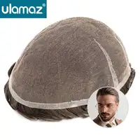 Swiss Lace Toupee Mens Wigs Invisible Male Hair Prosthesis 100% Density Human Hair Natural Hair Wig Man Full Lace Hair System 1