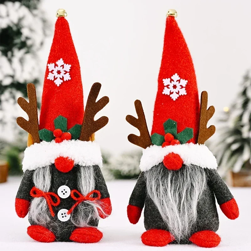 

Christmas Creative Antlers Gnome Ornaments Forest Elderly Elf Doll Toy Desktop Decorations New Year Gift