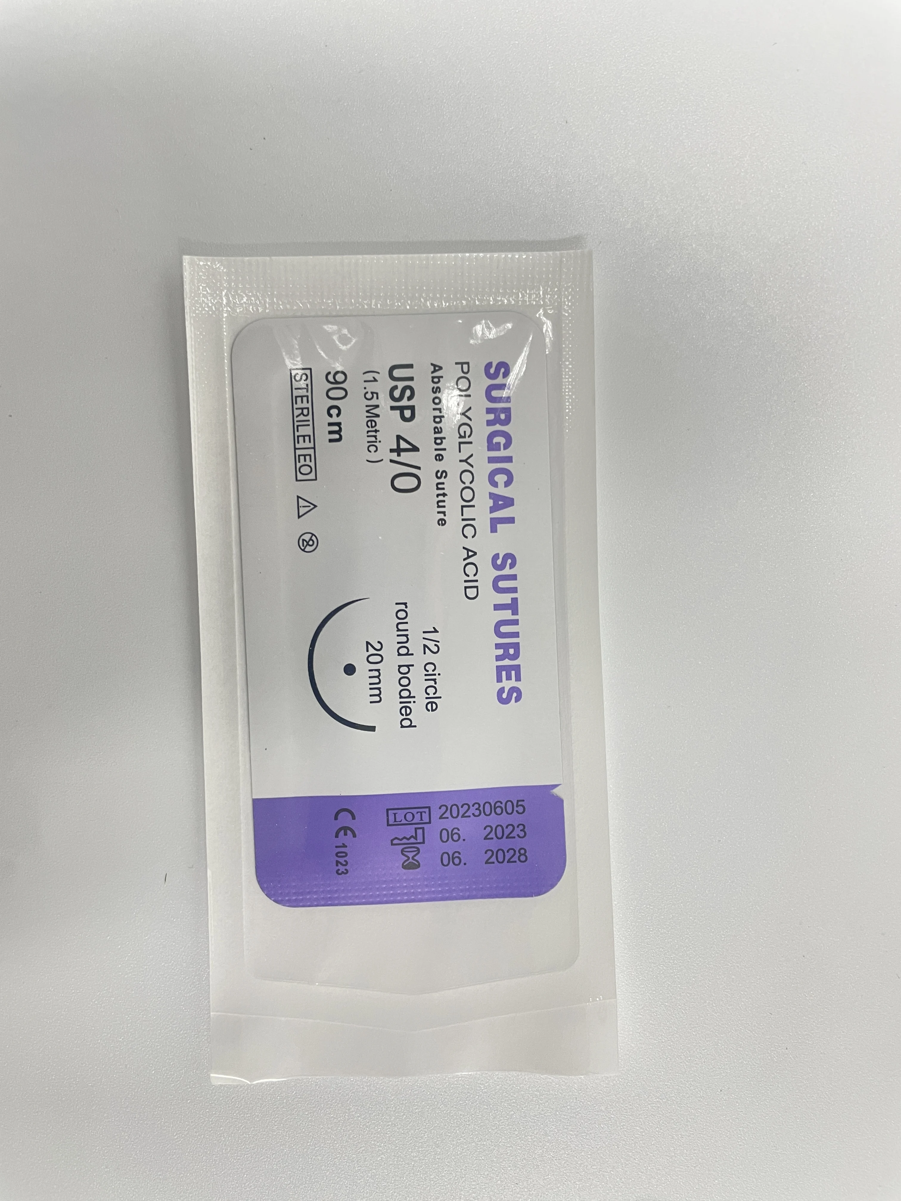 Veterinary surgical sutures PGA sutures 1/2 circle round bodied Polyglycolic Acid absorbable Care plus