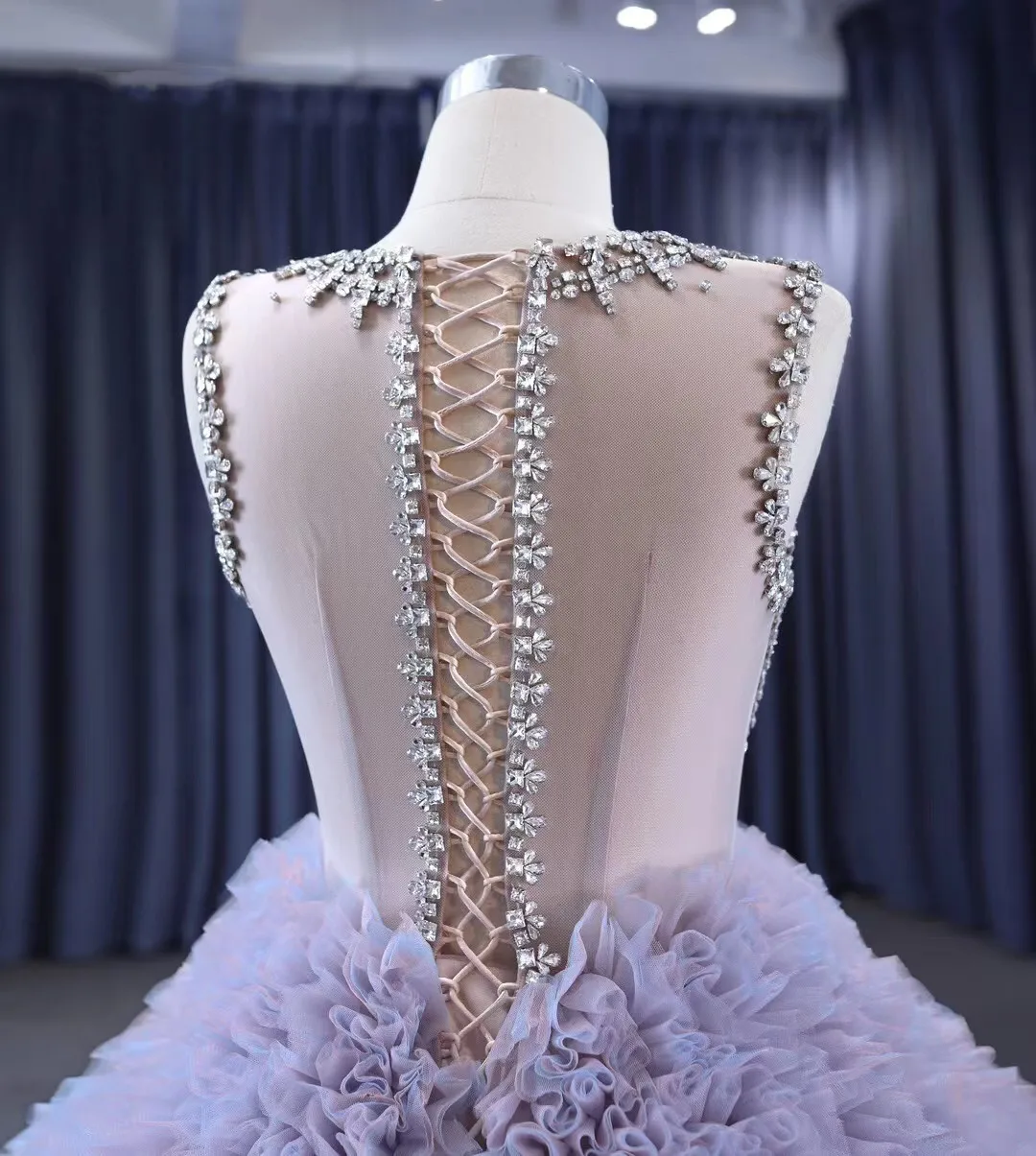 Lilac Puffy Quinceanera Dresses Ball Gown Scoop Tulle Ruffles Crystals  Mexican Sweet 16 Dresses 15 Anos Customized - AliExpress 320