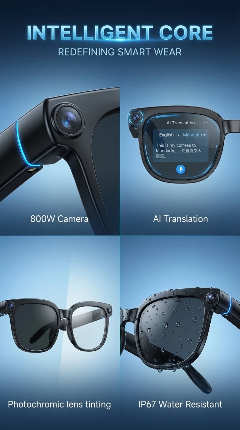 Smart Brille Mit Ki Sprachübersetzung Und Videoaufnahmefunktion_voghion.com