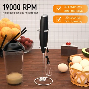 Montalatte portatile Frullino per le uova 19.000 giri/min ad alta velocità ​ ​ Schiuma per bevande con miscelatore elettrico per utensili da cucina per uova, cappuccino, marmellata 1