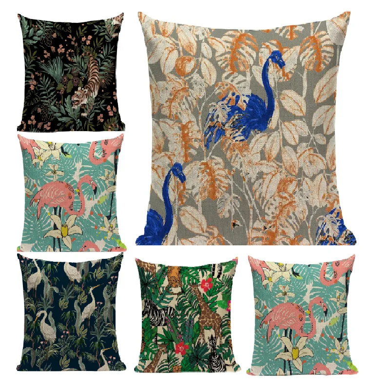 

Wild Animal Pillow Cover Nordic Toucan Flamingo Cushion Cover Simple Art Style Pillowcase Sofa Home Decor for Friend Gift F899