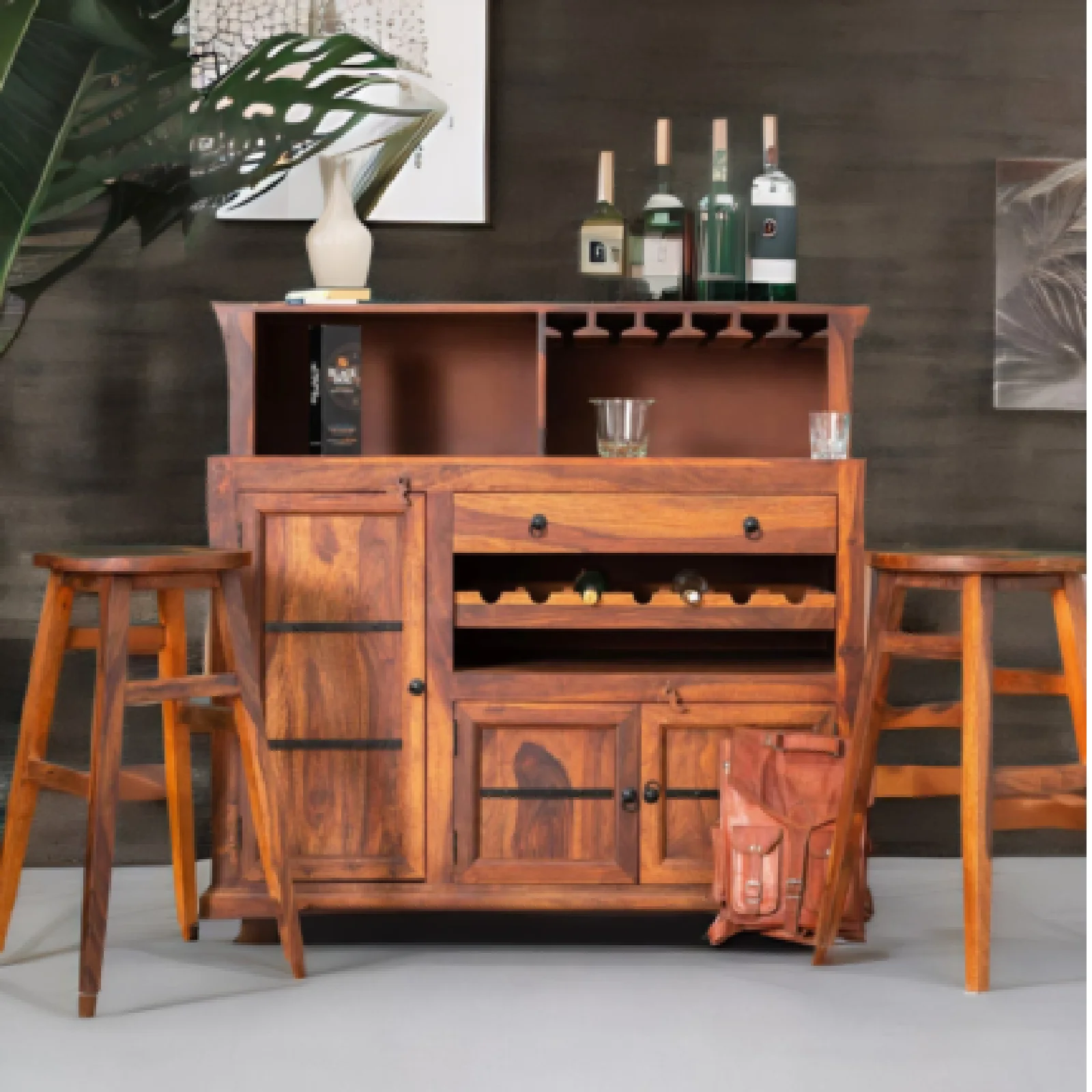 Mini Bar Cabinet Wine Storage Rack with Drawer & Glass Holder For Bar Table Display Shelf for Living Room Home furniture