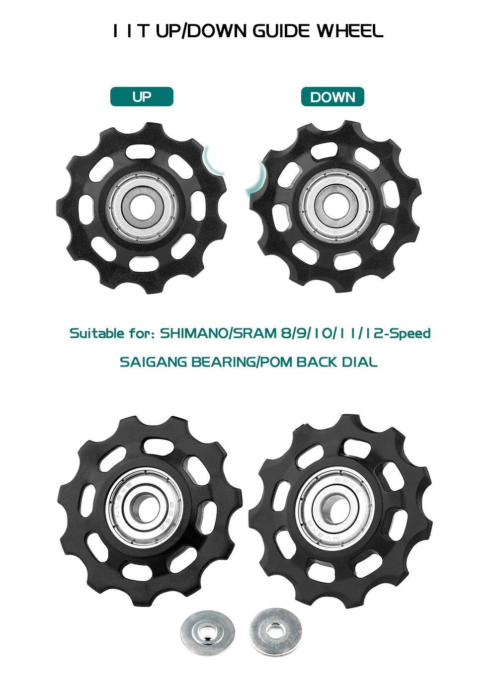 Description Picture 3 of itemWUZEI Bicycle Pulley Bearing Wheel 11T 12T 13T14T15T16T17T Road Bike Guide Wheel for Shimano Sram MTB Jockey Rear Derailleur