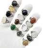 20/50pc/Lot Wholesale Bohemia Mix Style Natural Veins Stone Finger Rings for Women Pink Crystal Agate Joint Ring Wedding Jewelry 4