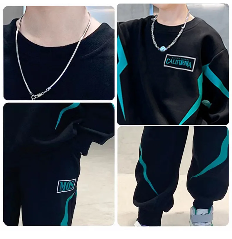 winter Autumn Boys Clothes children Set Sweatshirt Tracksuits Kids Suit patchwork sweatshirt t shirt + pant teens 4 12 Year