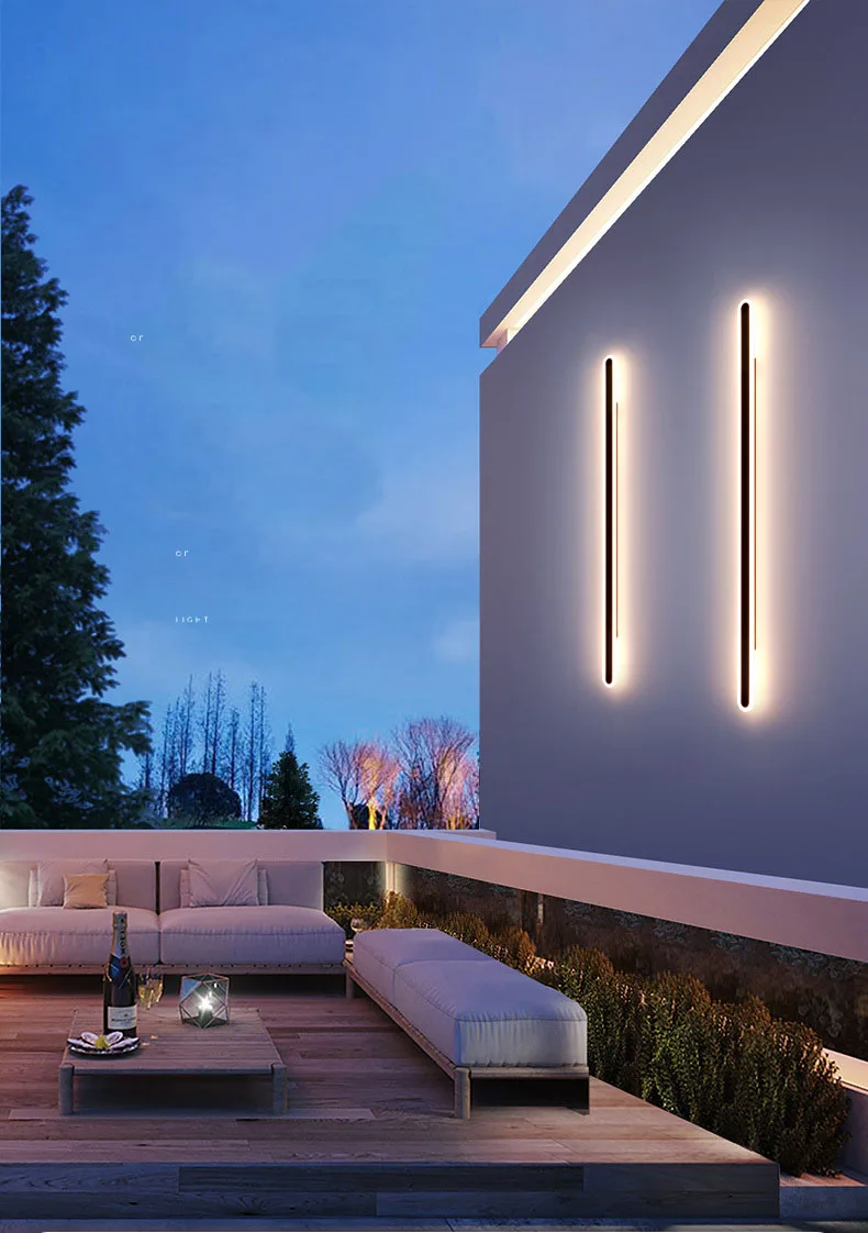 Description Picture 2 of itemOutdoor wall lighting waterproof long strip LED wall lamp residential area villa garden entrance 360 degree luminous wall lamp