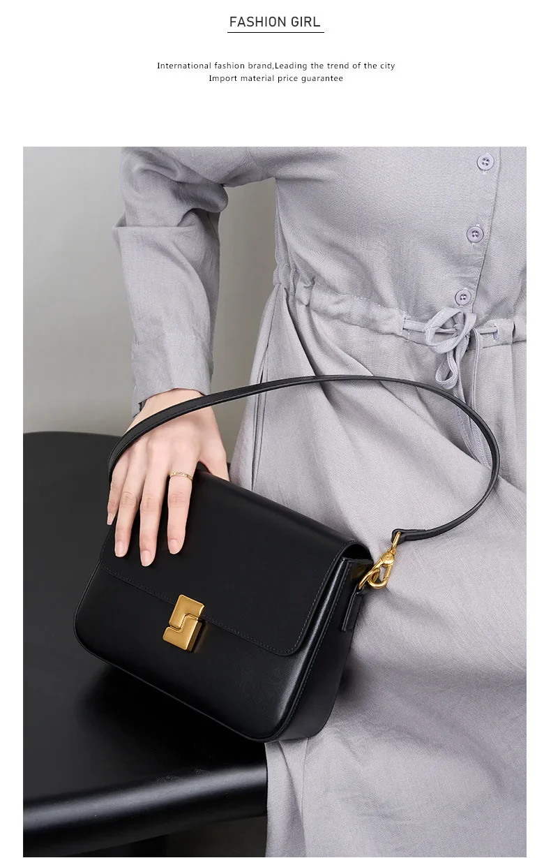 Luxury Women’s Genuine Leather Crossbody Square Bag