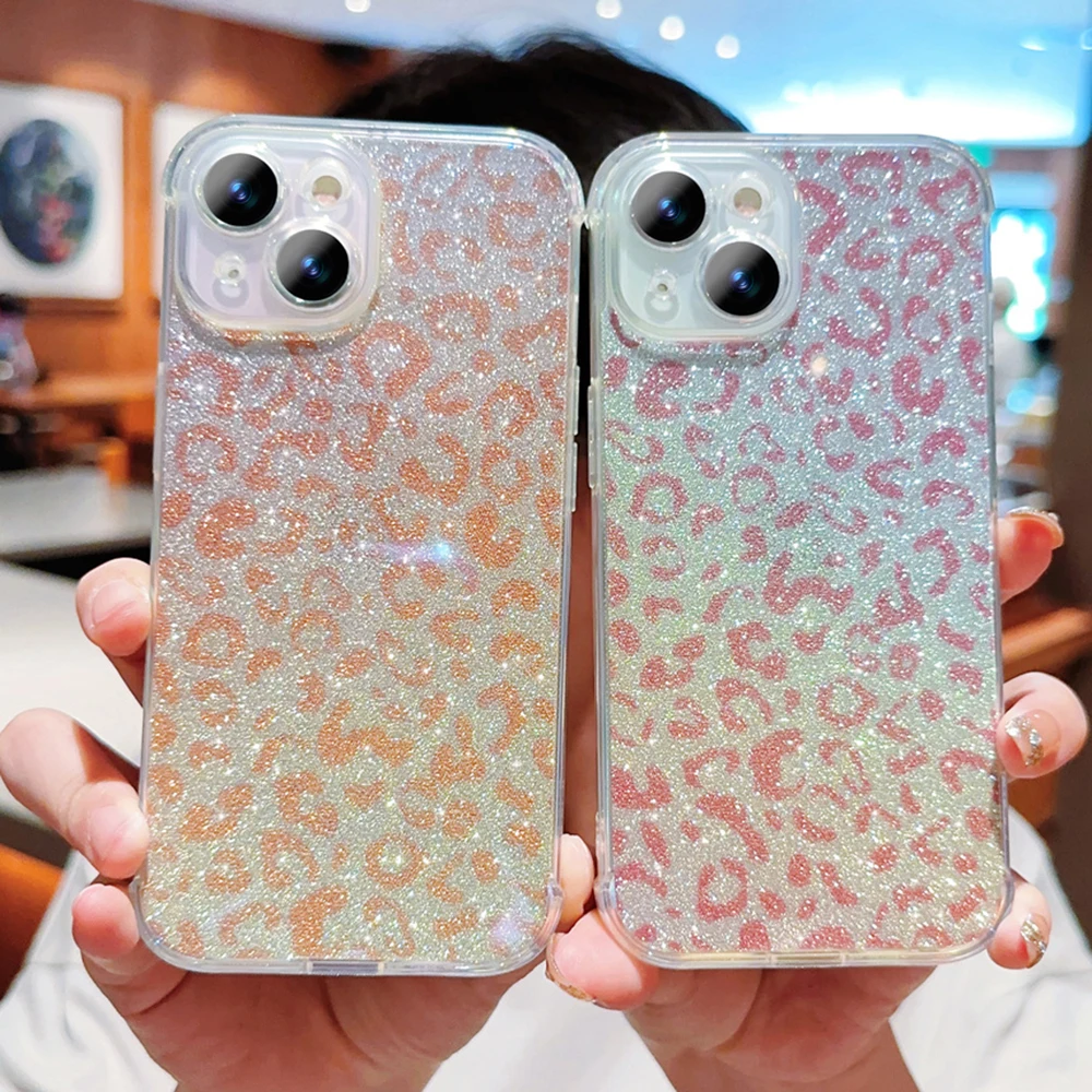 „Lase Leopad“ apsauginis telefono dėklas, skirtas „iPhone 15“, 14, 13, 12, 11, „Po Max Mini XR XS X 7 8 Plus“ ir atsparus smūgiams, minkštas TPU dėklas._voghion.com