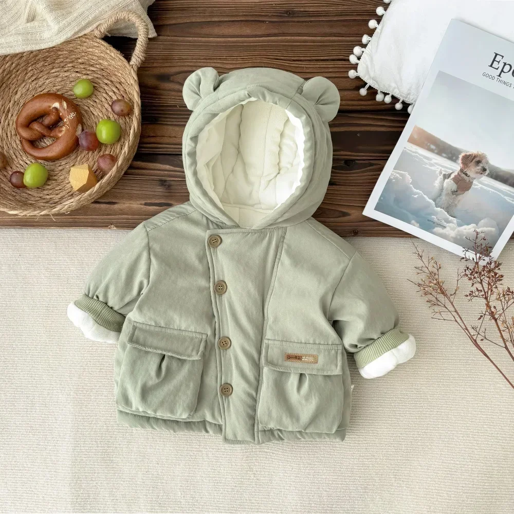 Kids Baby Girls Boys Thicken Fashion Clothing Top Outwear , Winter New in Toddler Kids Solid Color Jacket 0-3Y