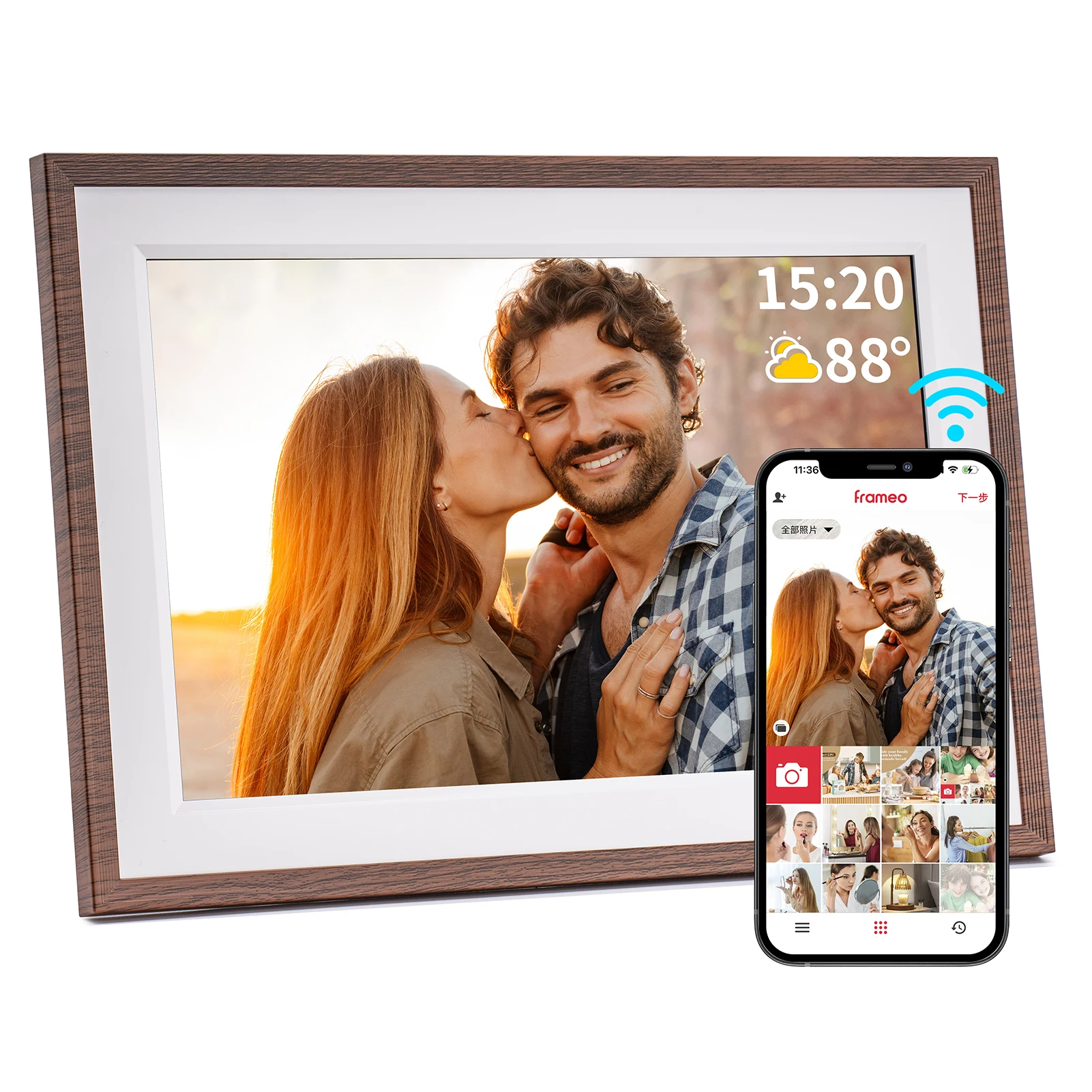 Ramka 10,1-calowa cyfrowa ramka na zdjęcia, elektroniczna ramka Wi-Fi, 1280 * 800IPS HD Cloud Smart Digital Photo Frame, 32 GB Storage, ściana
