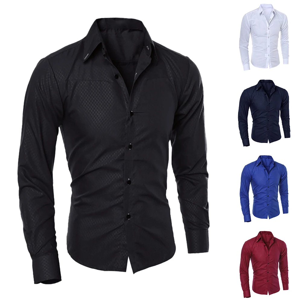 

Mens Causal Long Sleeve Button Down Dress Shirt Business Formal Party Slim Shirts Tops Muscle Shirts Solid Men Clothing