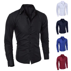 Mens Causal Long Sleeve Button Down Dress Shirt Business Formal Party Slim Shirts Tops Muscle Shirts Solid Men Clothing