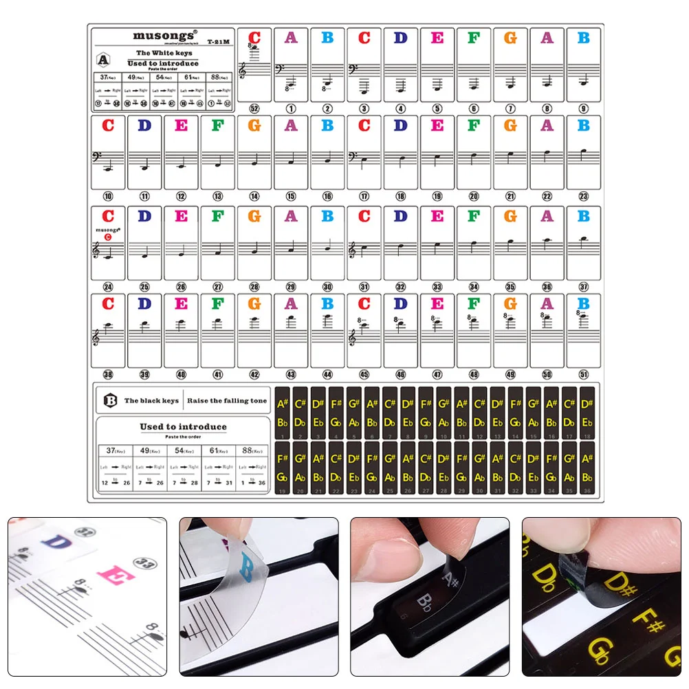 

Piano Stickers Music Articles Keyboard Note Labels Clear Electronic Organ Notes
