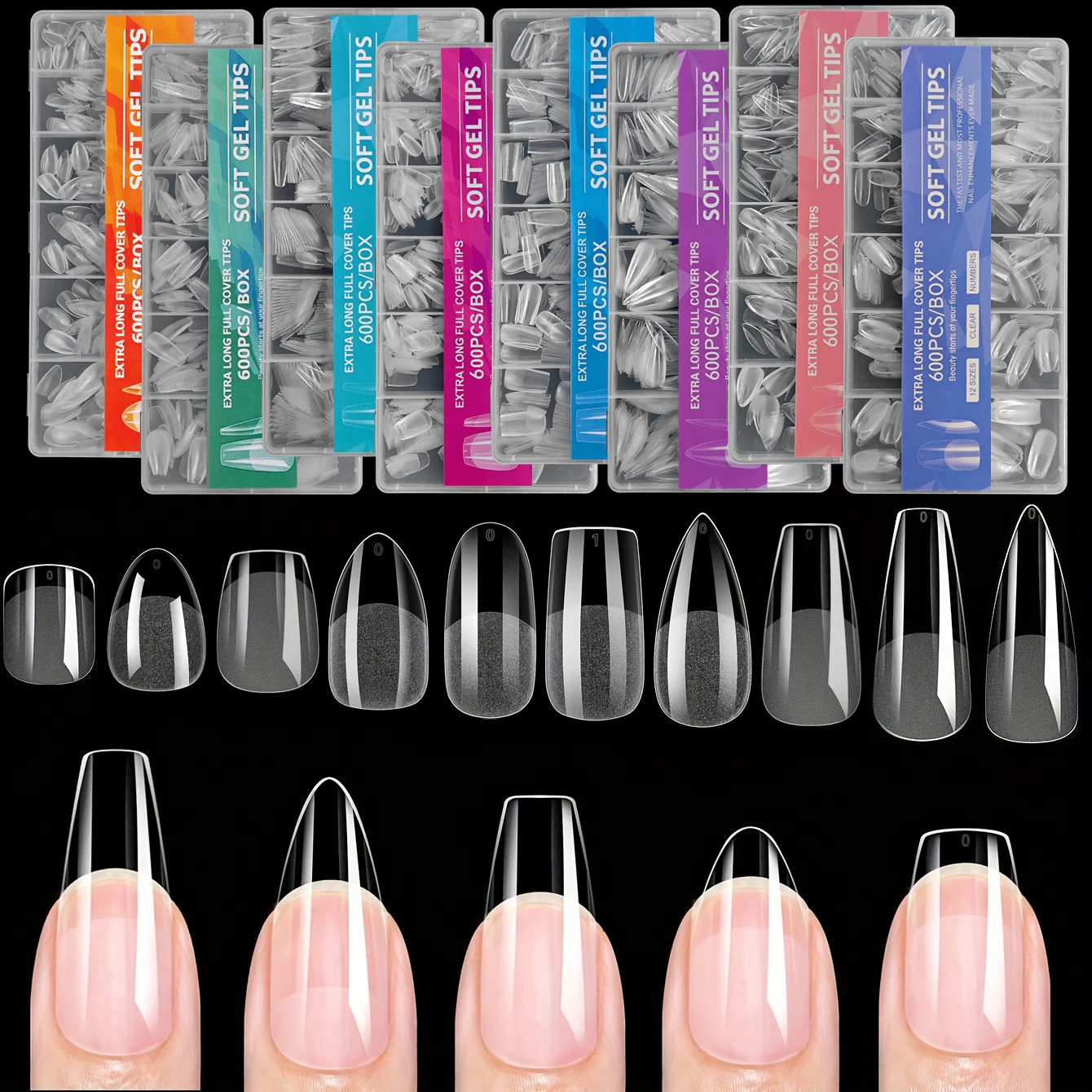 600Pcs False Nail Tips - Versatile Shapes