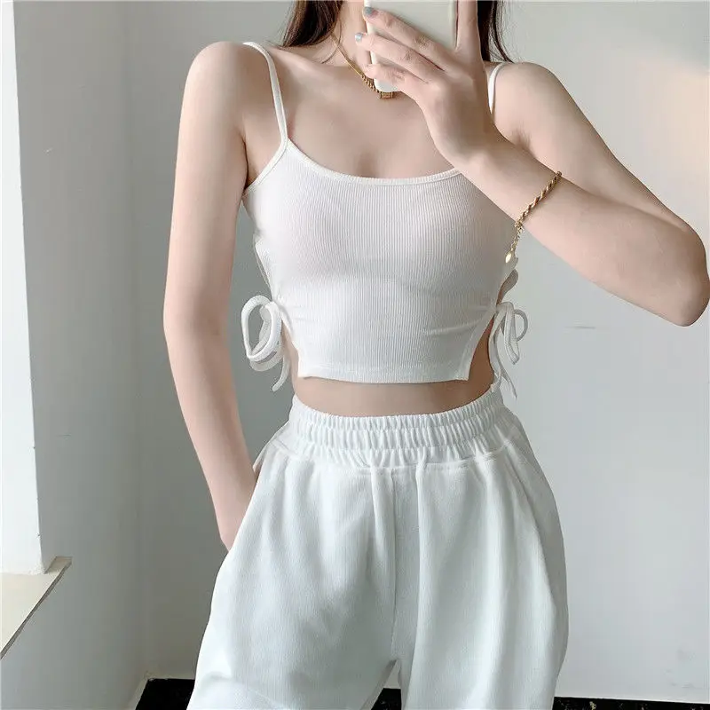 jockey camisole Y2k Fashion Tank Solid Cropped Summer Blue Cami Halter Ropa De Mujer Ribbed Croptop High Street Casual Korean Harajuku White Top silk camisole