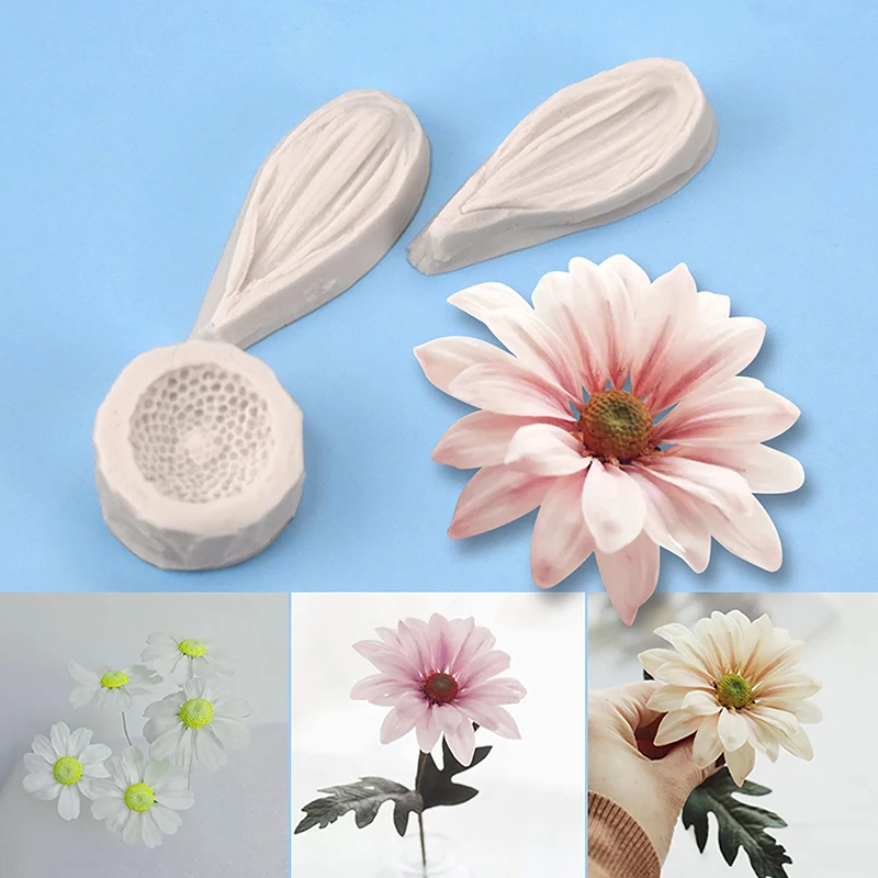 3Pcs Daisy Wild Chrysanthemum Cake Baking Tools Silicone Mold Sugarcraft Chocolate Cupcake Resin Fondant Decorating